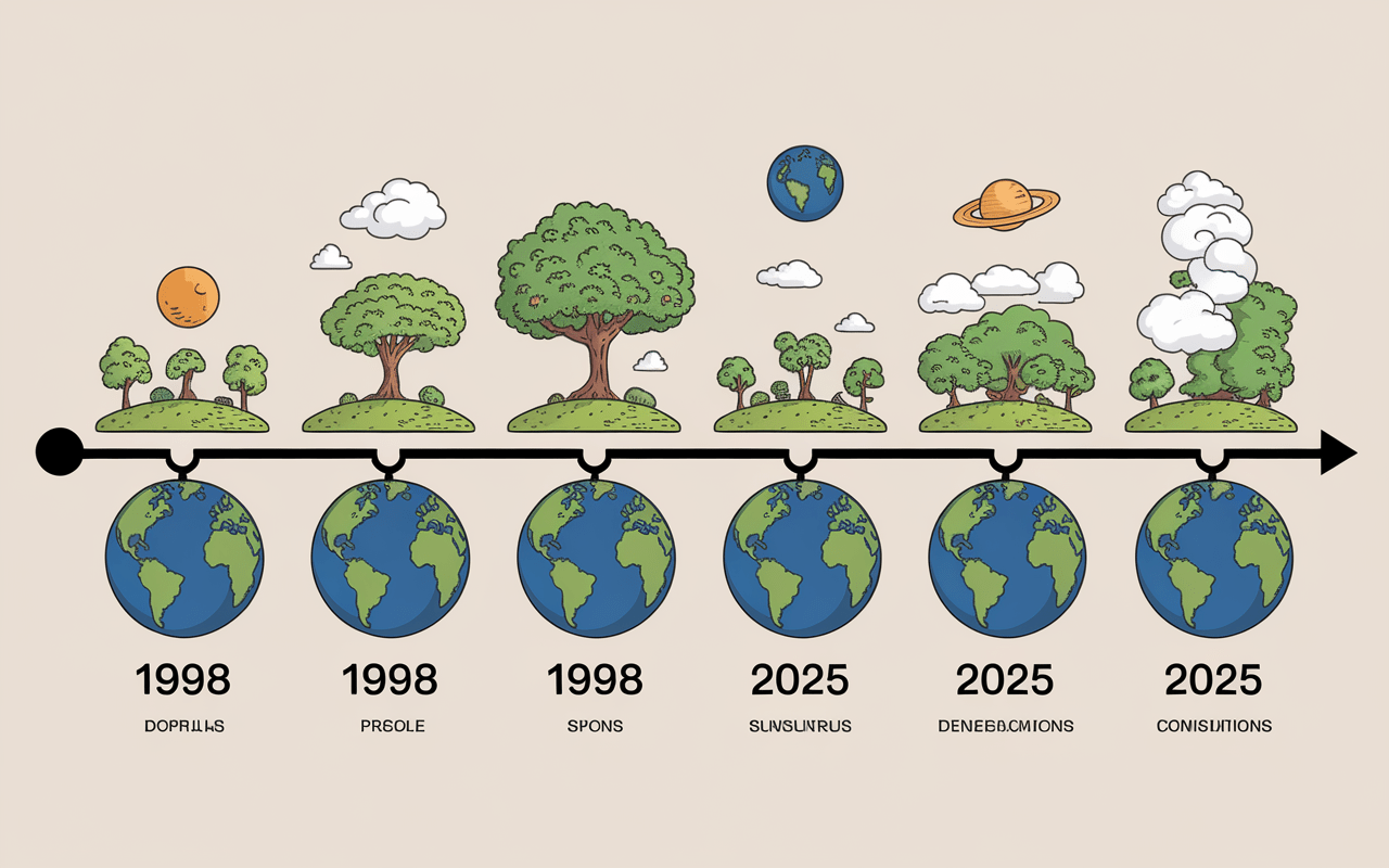 évolution doodles quiz de la journée de la terre google timeline 1998-2025