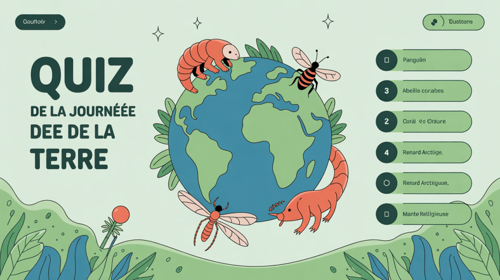 illustration interactive quiz de la journée de la terre google animaux nature