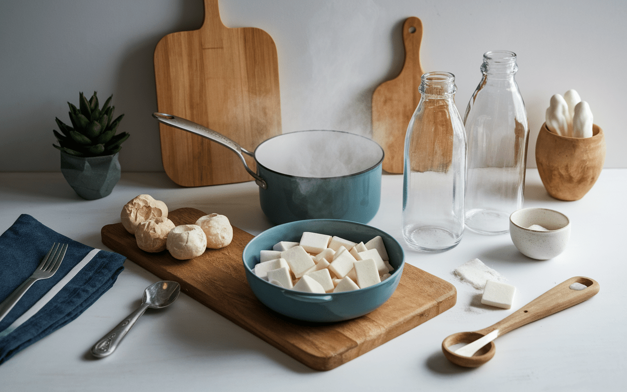 Préparationlessivemaisonavatrecasserolebicarbonatesavon