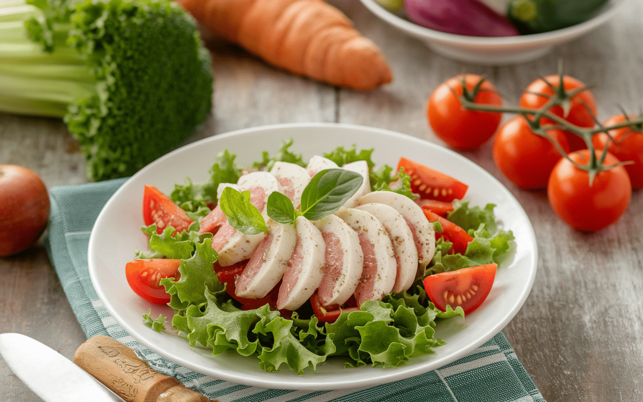salade fraiche concombre tomates laitue ustensiles cuisine