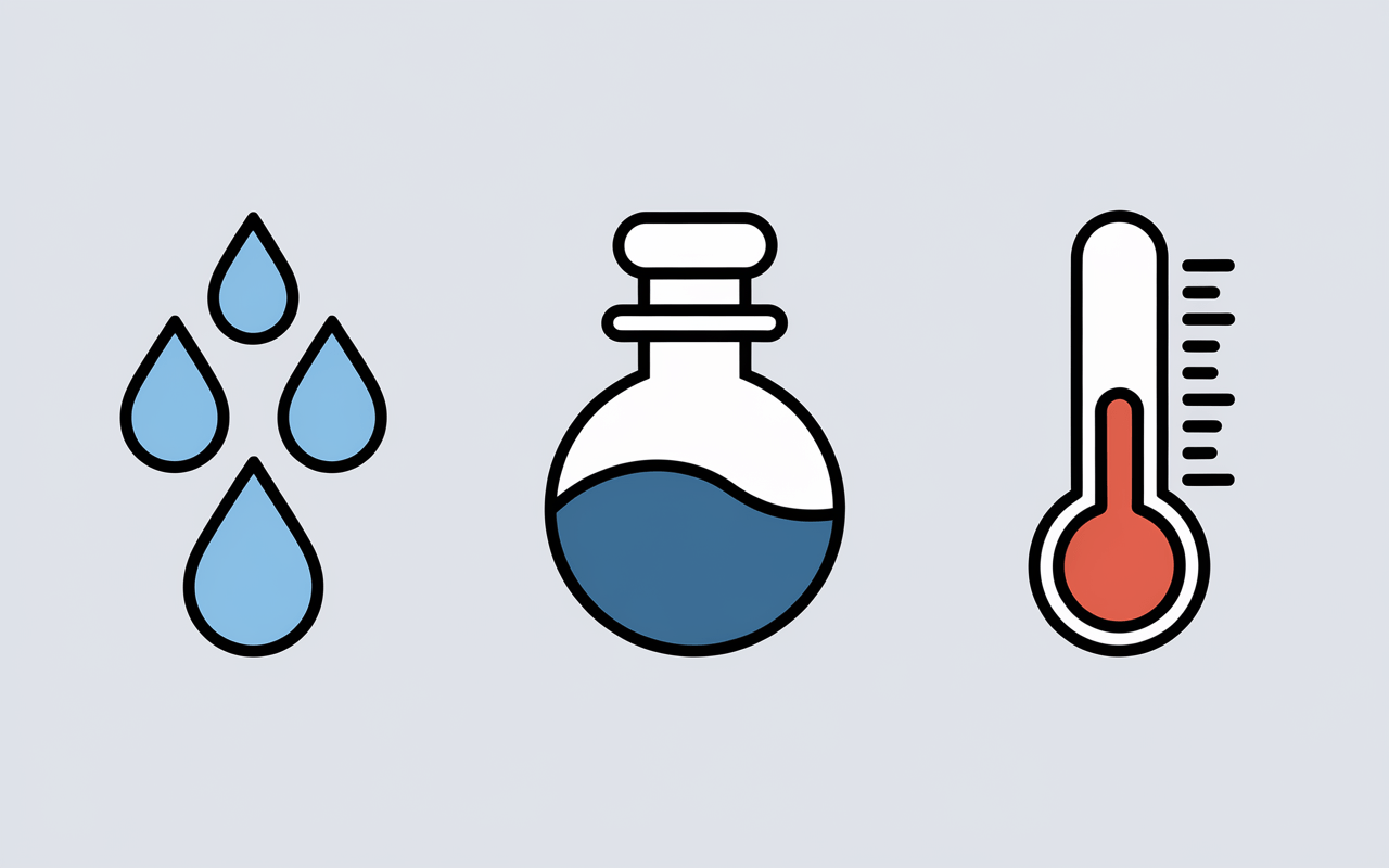 icones critères plante pour salle de bain humidité lumière température