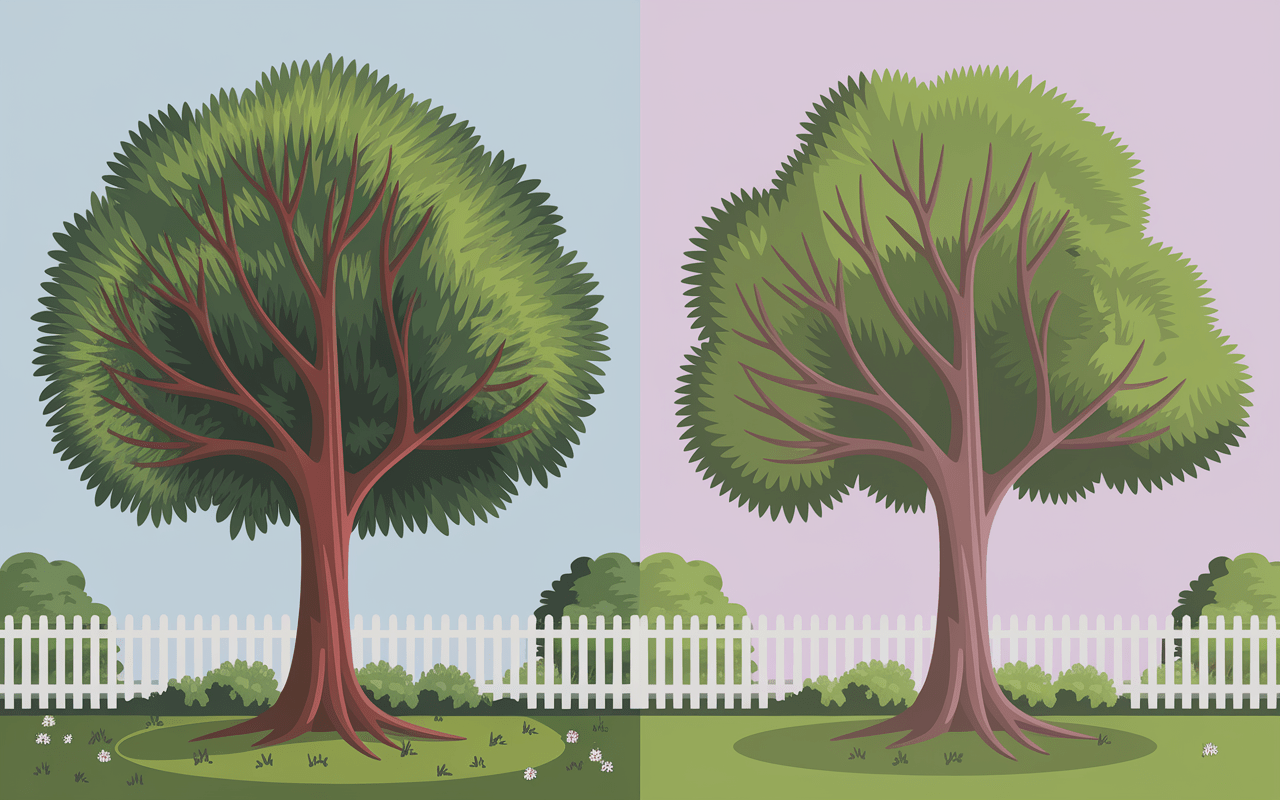 Comparaison arbre avant apres elagage arbre branches mortes et taillées