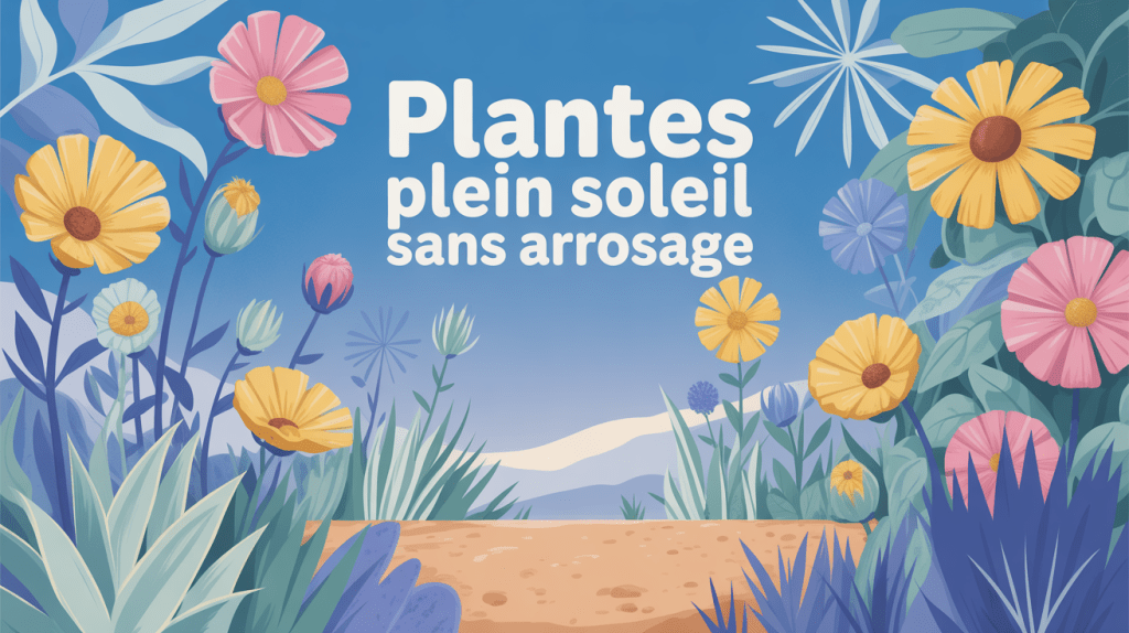 jardin ensoleillé avec plantes plein soleil sans arrosage fleurs colorées