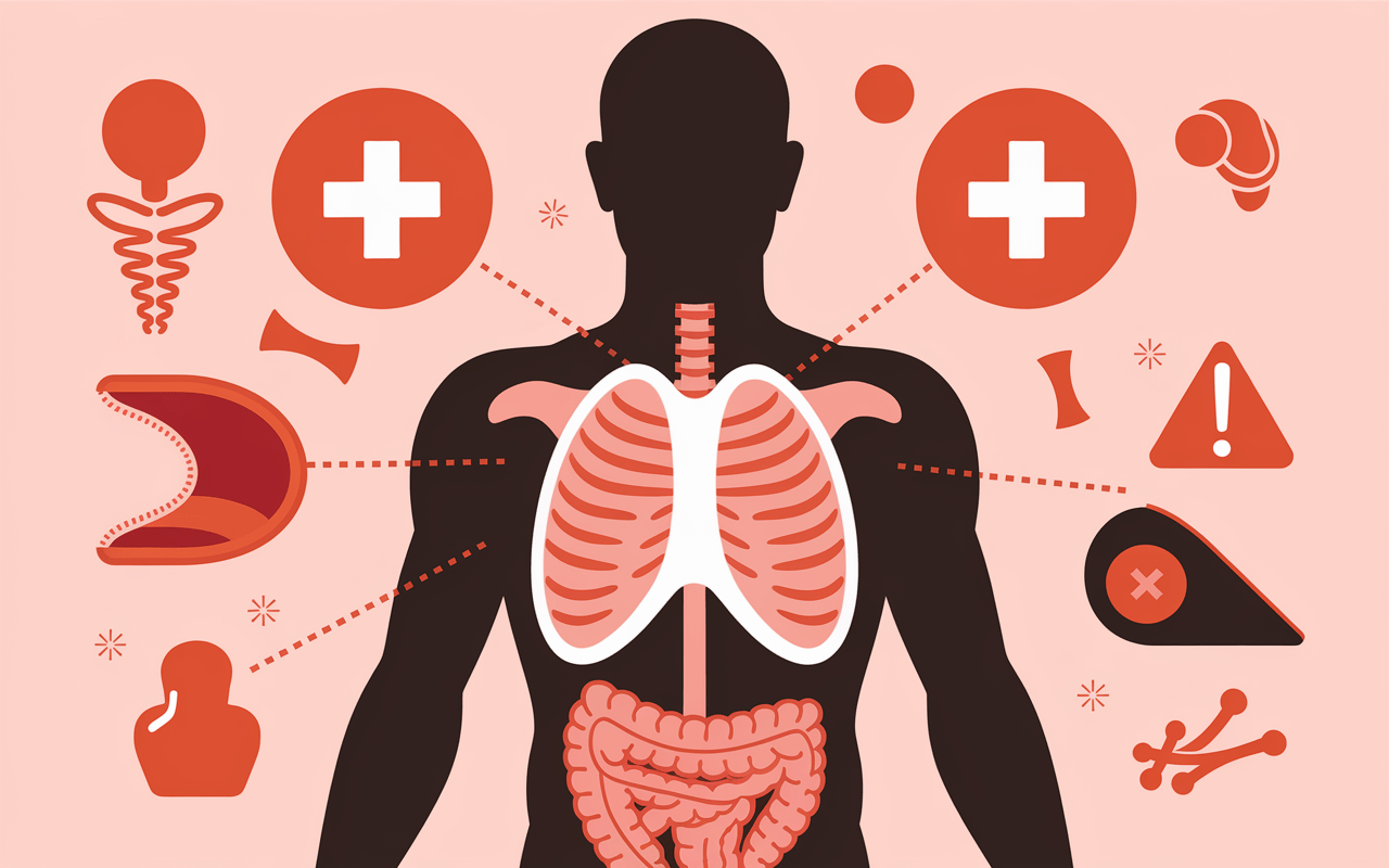 Schéma santé kaki danger estomac symbole alerte