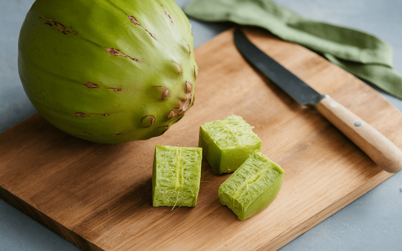 jacque fruit legume en j vert epineux avec chair jaunatre