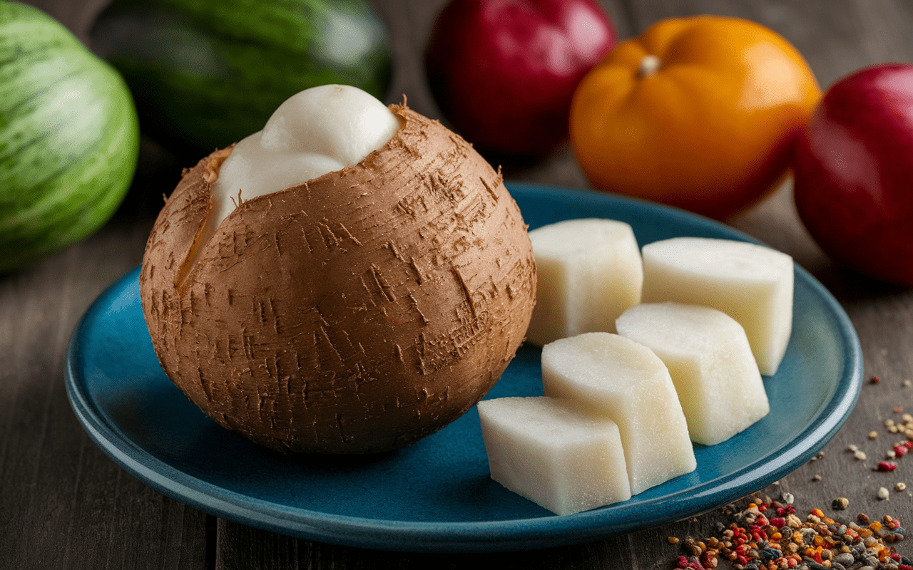 jicama legume en j tubercule brun peau rugueuse chair blanche