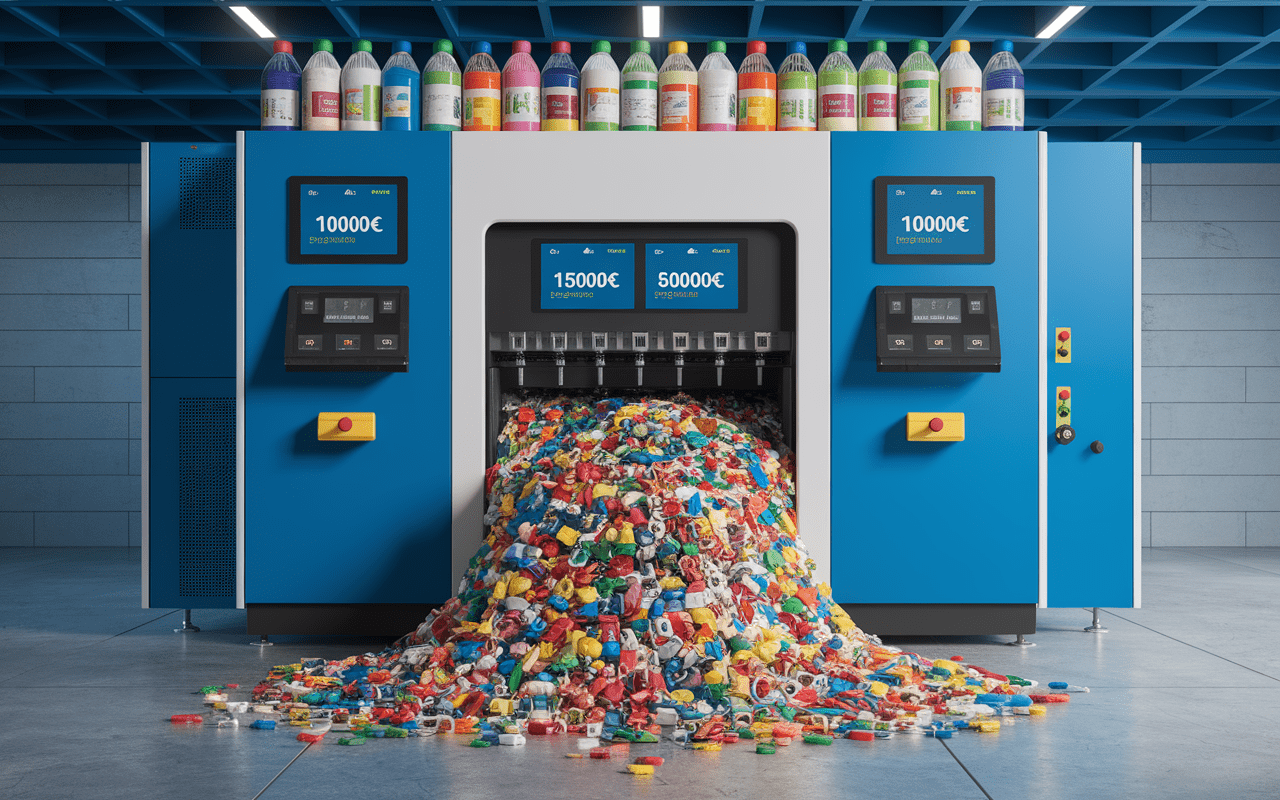 Machine recyclage bouteille plastique tarif avec écran et mécanisme