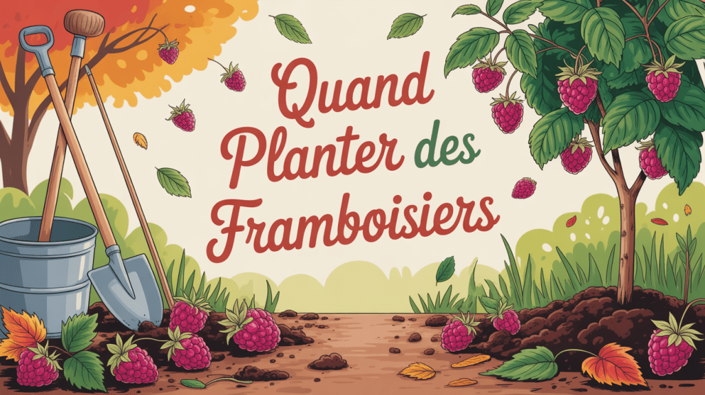 Illustration automnale de plantation des framboisiers