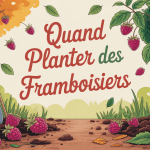Illustration automnale de plantation des framboisiers