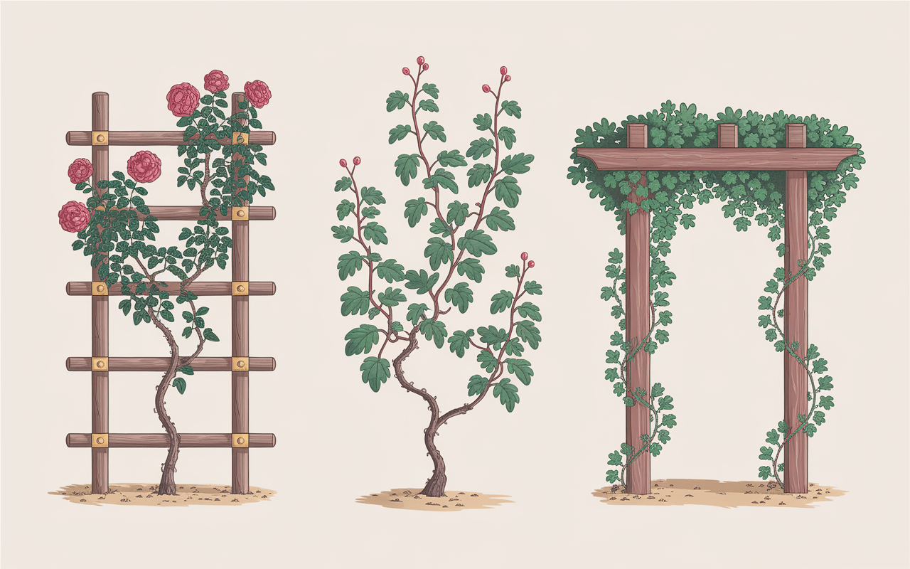 Supports adaptés pour différents types de plante grimpante