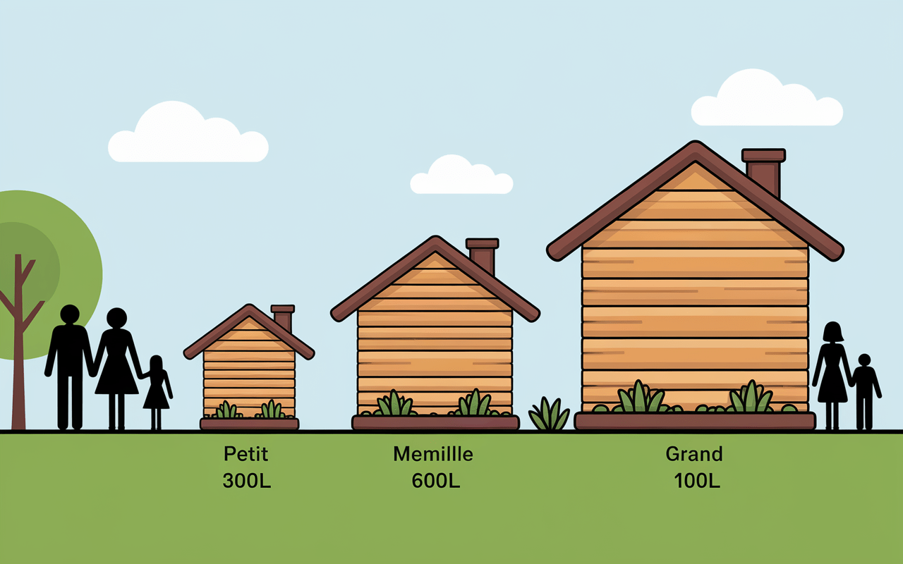 différentes tailles composteur en bois silhouettes familles