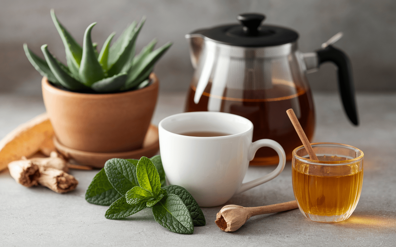 Infusions naturelles thé menthe gingembre