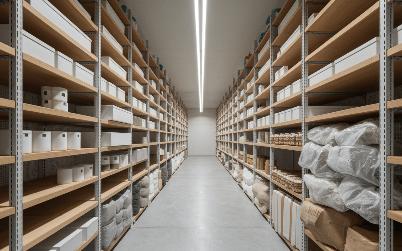 Matériaux écologiques en entrepôt
