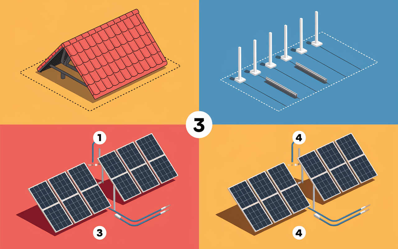 Infographie étapes installation panneau solaire