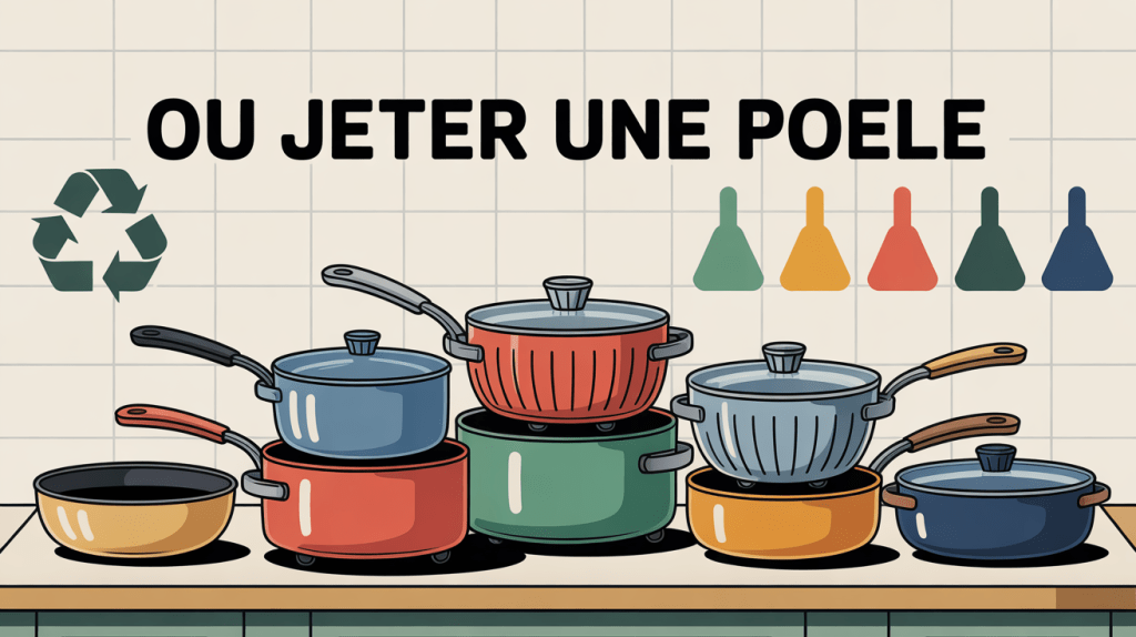 Illustration de poêles à jeter pour recyclage
