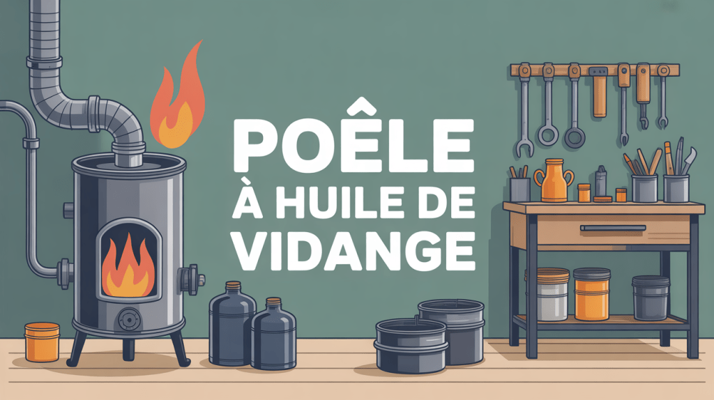 Poêle à huile de vidange avec réservoir en atelier