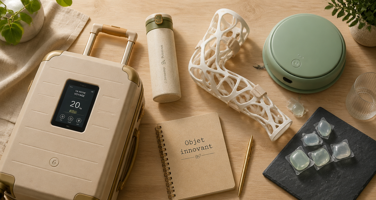objet innovant sur table bois clair