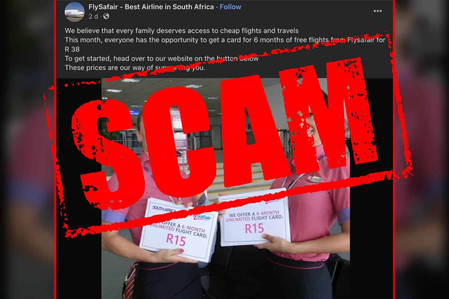flysafair free tickets six months scam