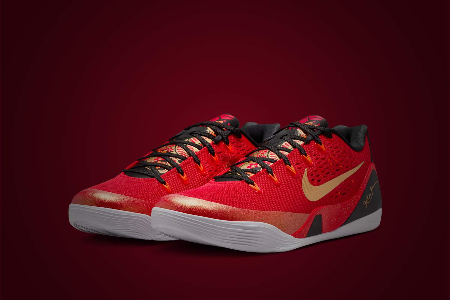 nike sneakers kobe 9 low protro em university red and metallic gold