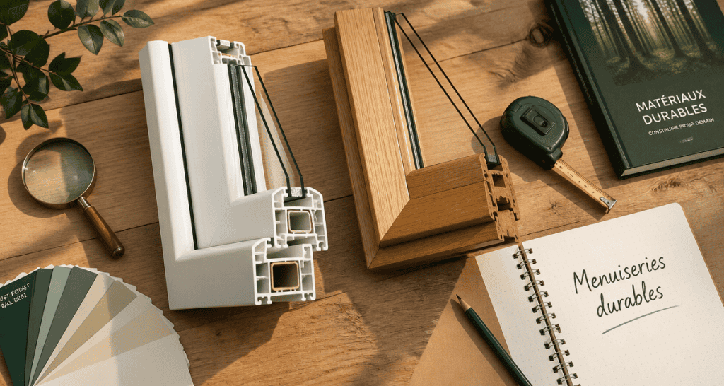 pvc ou bois pour les fenetres échantillons côte à côte