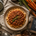 sauce lentilles sur pâtes avec ingrédients