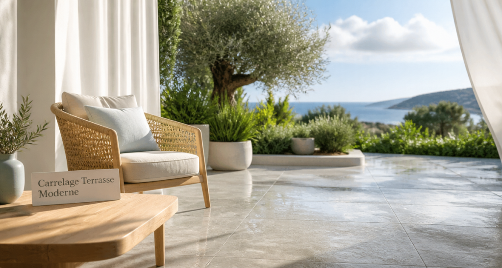 carrelage terrasse moderne effet béton XXL