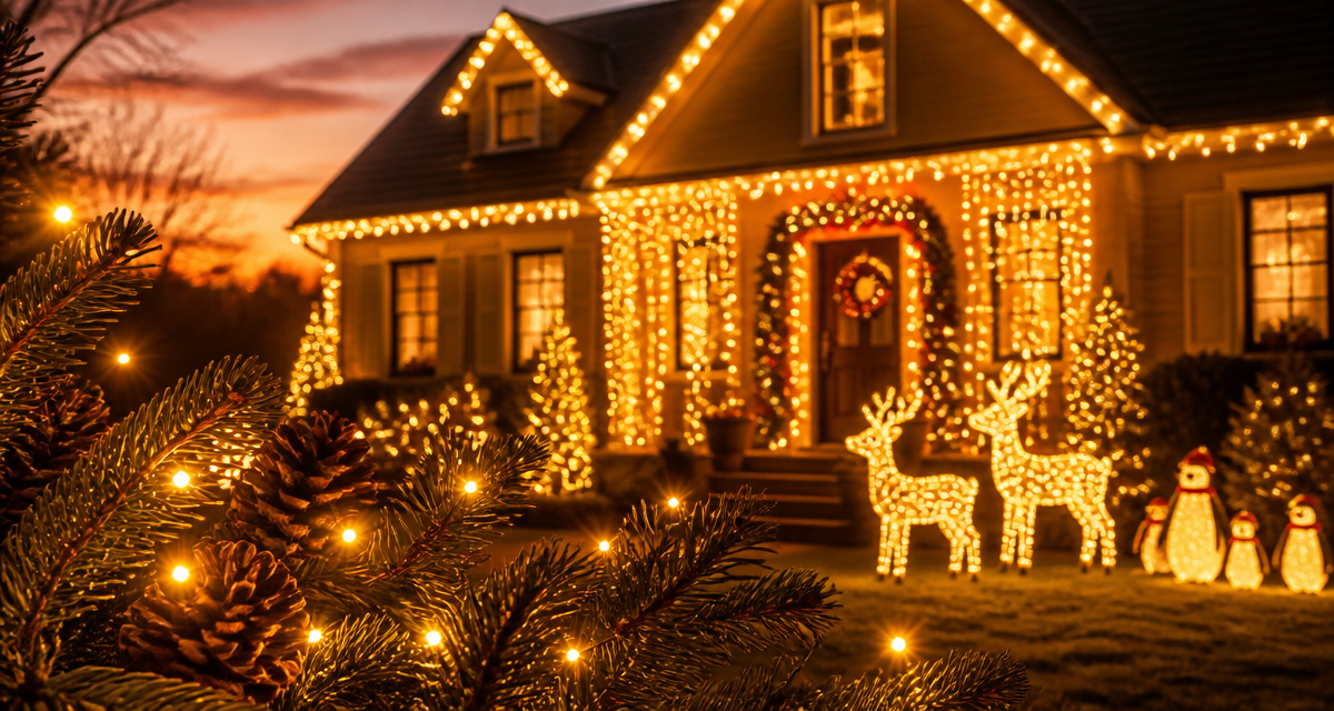 decoration noel exterieur maison jardin lumineux