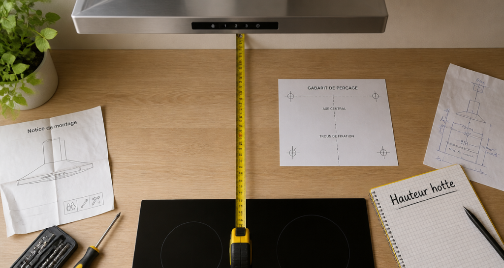 hauteur plan de travail hotte mesure mètre