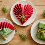 Pliage serviettes papier facile gratuit sur assiettes