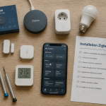 bureau avec hub zigbee domotique et capteurs