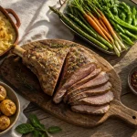 accompagnement gigot d'agneau sur table rustique