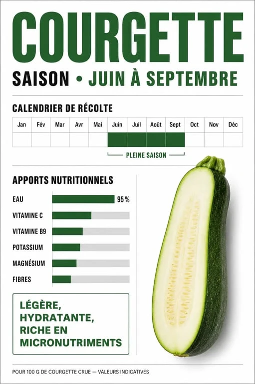 Calendrier de saisonnalité et bienfaits nutritionnels de la courgette