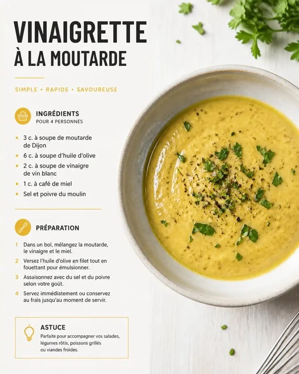 Vinaigrette moutarde maison onctueuse dans un bol