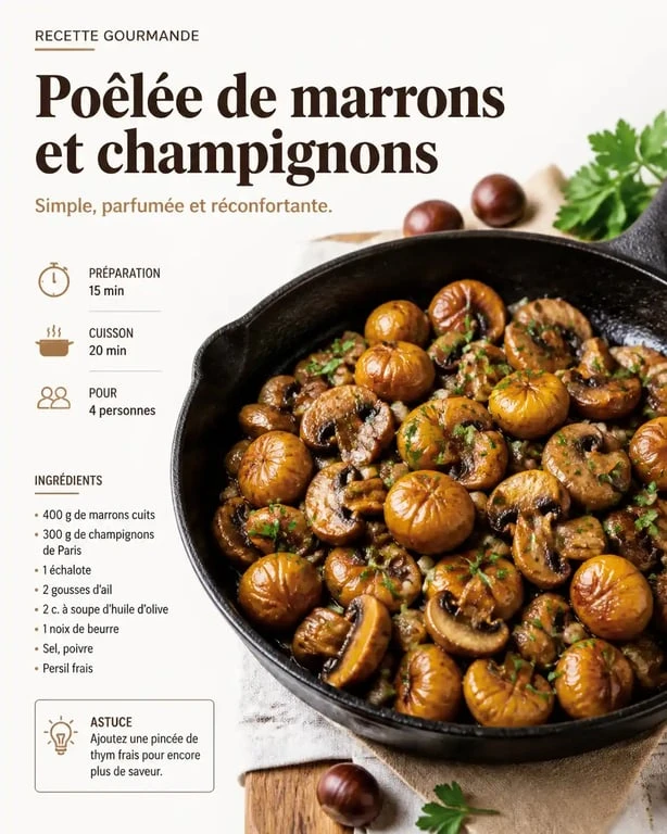 Poêlée forestière aux marrons et champignons, une recette de marron savoureuse et automnale