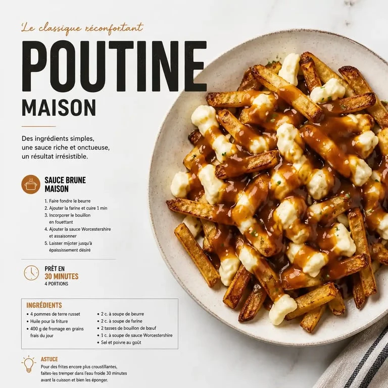 Recette de poutine maison réalisée avec des restes de frites