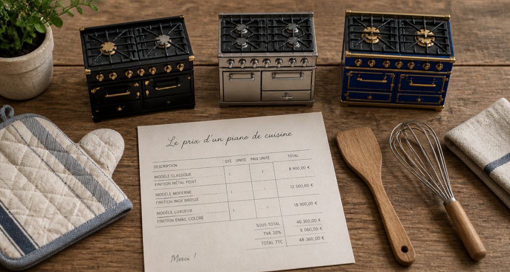 prix piano cuisine trois modèles sur plan de travail