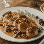 Recette filet mignon de veau gastronomique, sauce morilles, médaillons