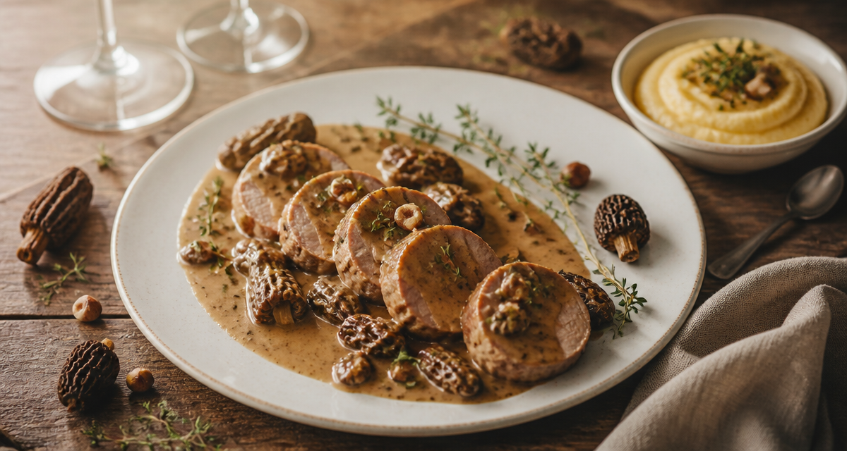 Recette filet mignon de veau gastronomique, sauce morilles, médaillons