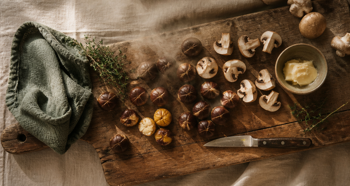 recette marron marrons épluchés sur planche