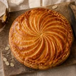 recette pour la galette des rois maison dorée sur planche en bois