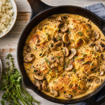 Plat a base de poulet citron champignons en poêle