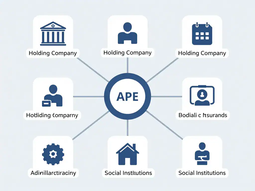 code ape holding diagramme connexion entreprise
