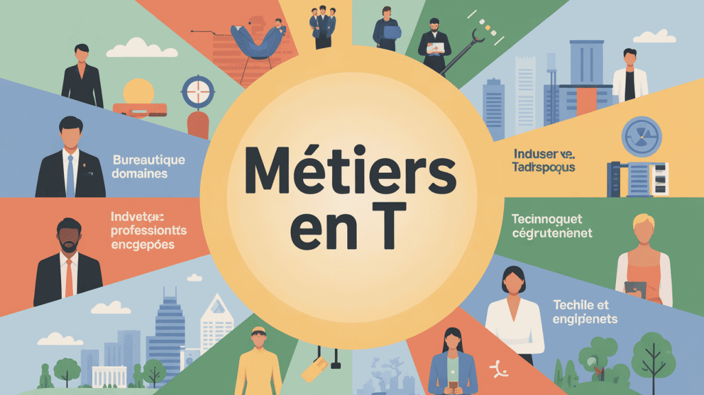 illustration cercle metier en t secteurs modernes