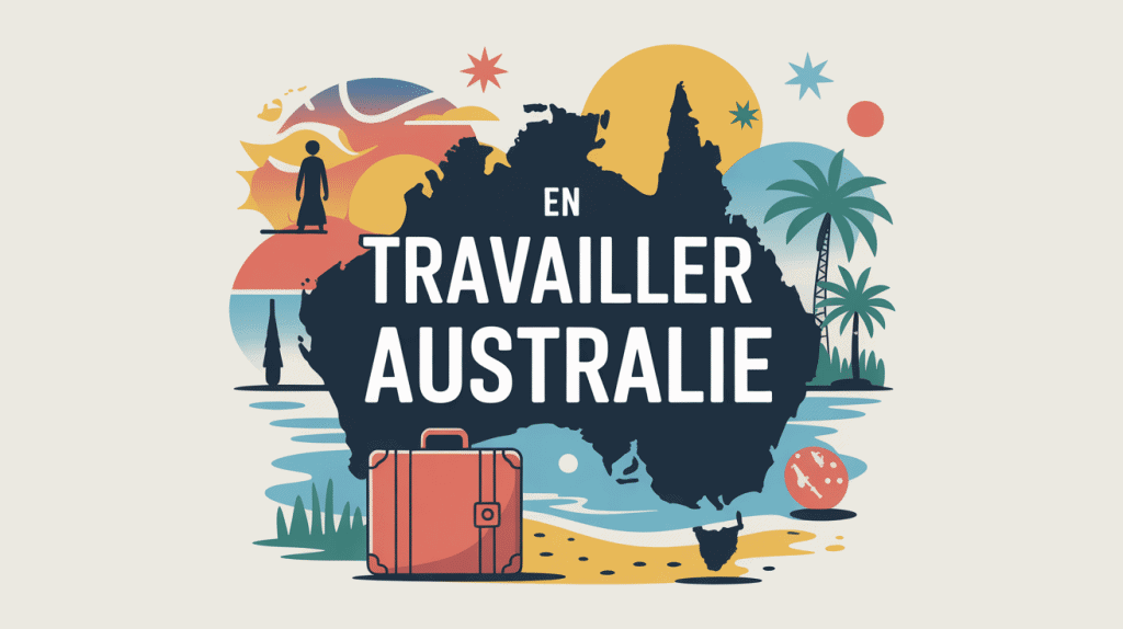 illustration travailler en australie carte et valise