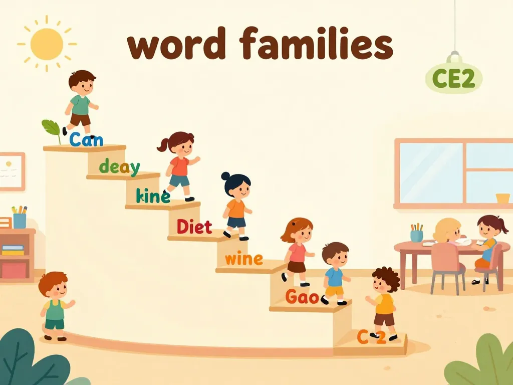 Schéma progression familles de mots CE2 étape par étape