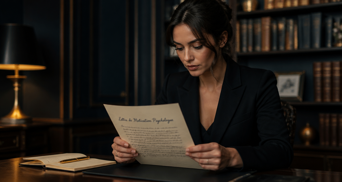 Lettre de motivation psychologue sur bureau élégant