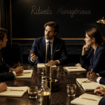 Rituels managériaux autour d'une table en réunion