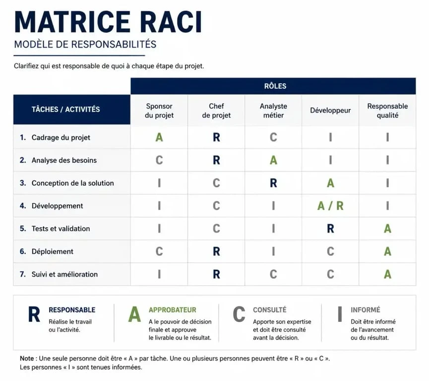 Exemple de matrice RACI pour la gestion de projet