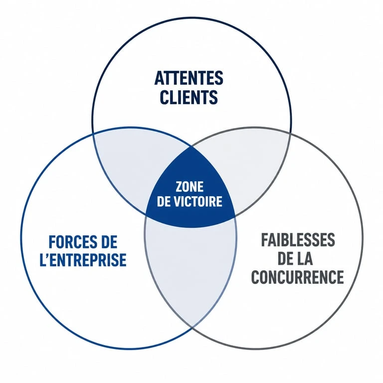 Schéma de la zone de victoire pour définir le positionnement d'une entreprise