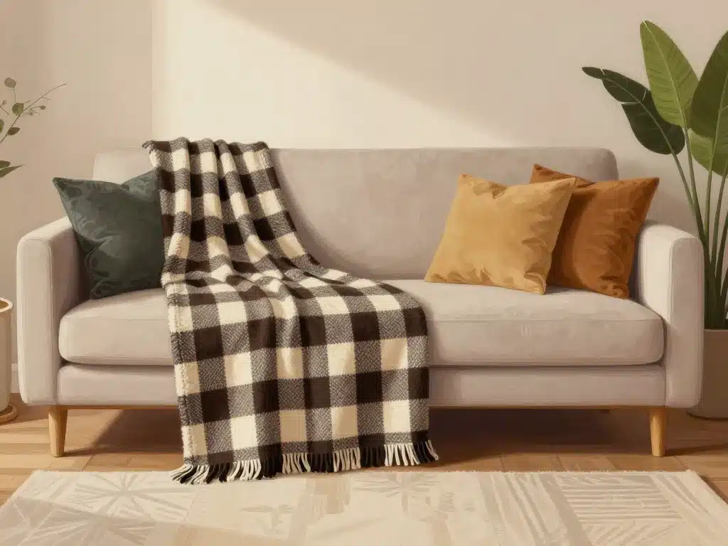 plaid pour grand canapé assorti à la déco du salon